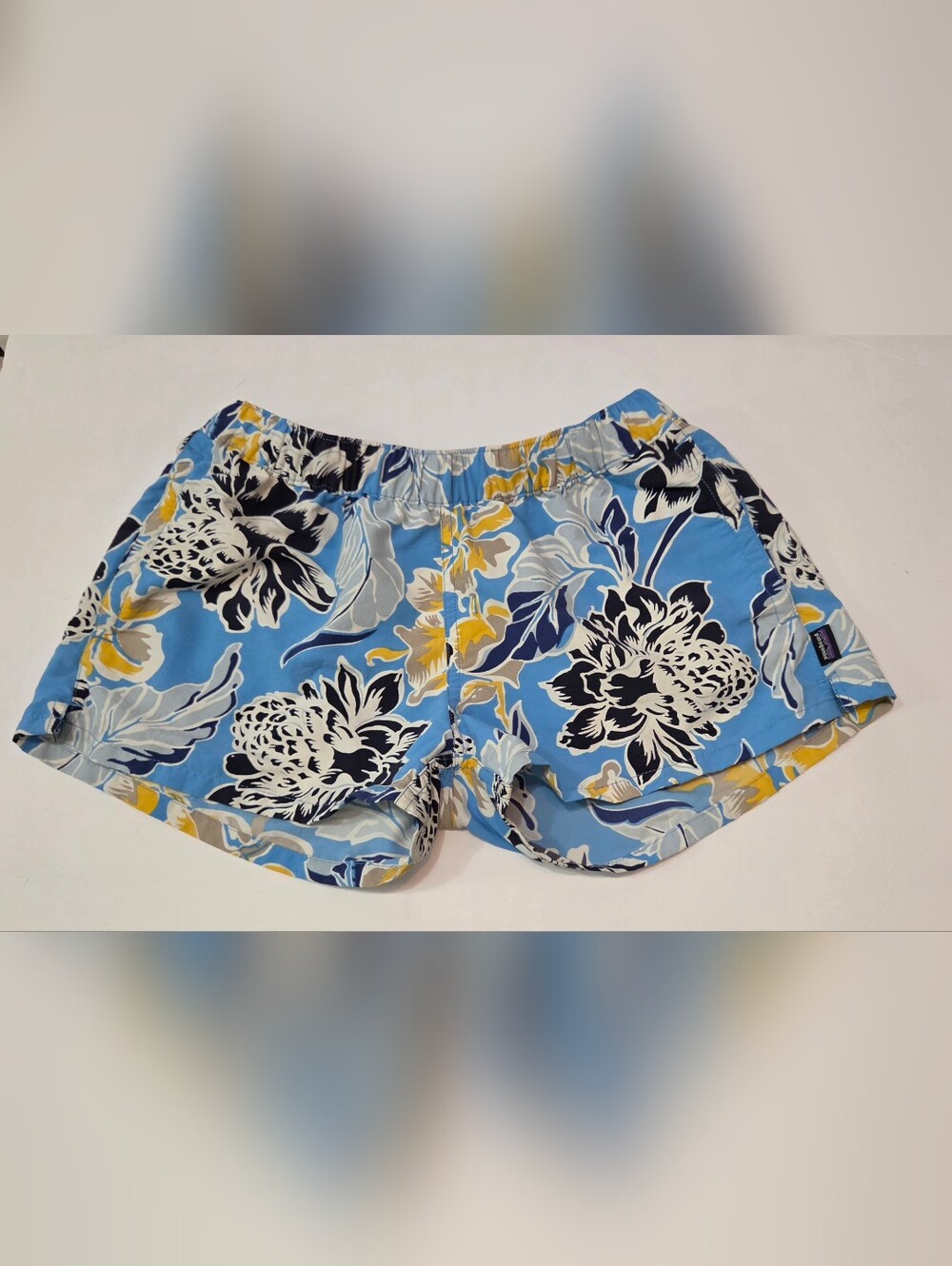 Patagonia Shorts Womens Small W's Barley Baggies Blue Floral Elastic-Waist